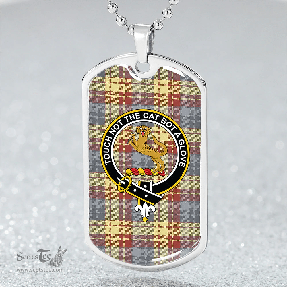 ScottishPlaid MacGlashan 1800 Ancient Clan Tartan Dog Tag Necklace - Crest Classic Scottish Plaid Tartan Plaid