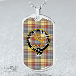 ScottishPlaid MacGlashan 1800 Ancient Clan Tartan Dog Tag Necklace - Crest Classic Scottish Plaid Tartan Plaid