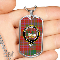 ScottishPlaid MacDougal No. 1 Ancient Clan Tartan Dog Tag Necklace - Crest Classic Scottish Plaid Tartan Plaid