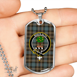 ScottishPlaid Mowat Weathered Clan Tartan Dog Tag Necklace - Crest Classic Scottish Plaid Tartan Plaid