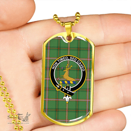 ScottishPlaid Strachan Hunting Ancient Clan Tartan Dog Tag Necklace - Crest Classic Scottish Plaid Tartan Plaid