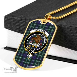 Scottish Graham Clan Tartan Dog Tag Necklace - Crest Classic Scottish Plaid Tartan Plaid