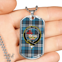 ScottishPlaid MacDonald Dress Muted Blue Special (Donald Dress Muted Blue Special) Modern Clan Tartan Dog Tag Necklace - Crest Classic Scottish Plaid Tartan Plaid