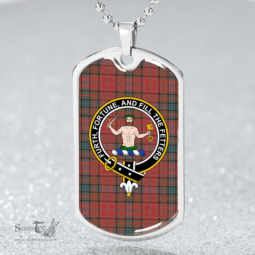 ScottishPlaid Murray of Atholl Red Dress (Murray of Atholl; Red Dress) Weathered Clan Tartan Dog Tag Necklace - Crest Classic Scottish Plaid Tartan Plaid