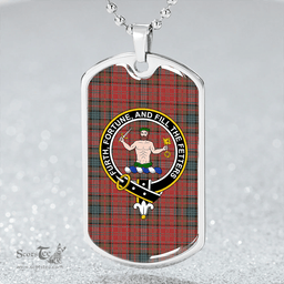 ScottishPlaid Murray of Atholl Red Dress (Murray of Atholl; Red Dress) Weathered Clan Tartan Dog Tag Necklace - Crest Classic Scottish Plaid Tartan Plaid