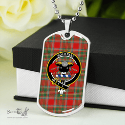 ScottishPlaid MacLeod of Gesto Modern Clan Tartan Dog Tag Necklace - Crest Classic Scottish Plaid Tartan Plaid