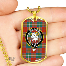 ScottishPlaid Ruthven Ancient Clan Tartan Dog Tag Necklace - Crest Classic Scottish Plaid Tartan Plaid