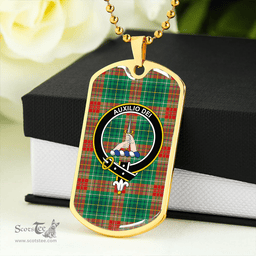 ScottishPlaid Muirhead #2 Modern Clan Tartan Dog Tag Necklace - Crest Classic Scottish Plaid Tartan Plaid