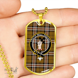 ScottishPlaid Thomson Camel #2 (Thompson Camel #2) Ancient Clan Tartan Dog Tag Necklace - Crest Classic Scottish Plaid Tartan Plaid