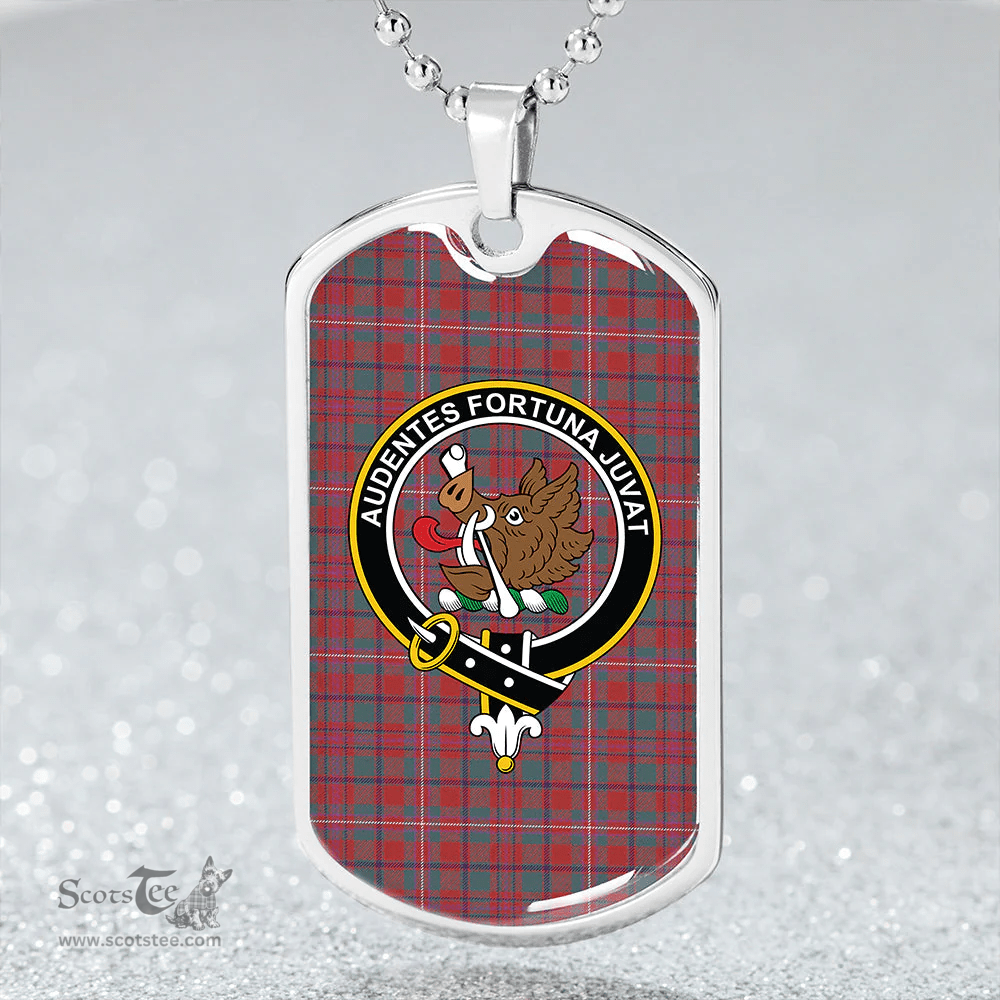 ScottishPlaid MacKinnon Weathered Clan Tartan Dog Tag Necklace - Crest Classic Scottish Plaid Tartan Plaid