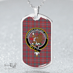 ScottishPlaid MacKinnon Weathered Clan Tartan Dog Tag Necklace - Crest Classic Scottish Plaid Tartan Plaid