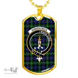 Scottish Kirkpatrick Clan Tartan Dog Tag Necklace - Crest Classic Scottish Plaid Tartan Plaid