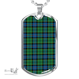 Scottish Forsyth Ancient Clan Tartan Dog Tag Necklace - Classic Scottish Plaid Tartan Plaid
