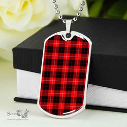 Scottish Cunningham Modern Clan Tartan Dog Tag Necklace - Classic Scottish Plaid Tartan Plaid