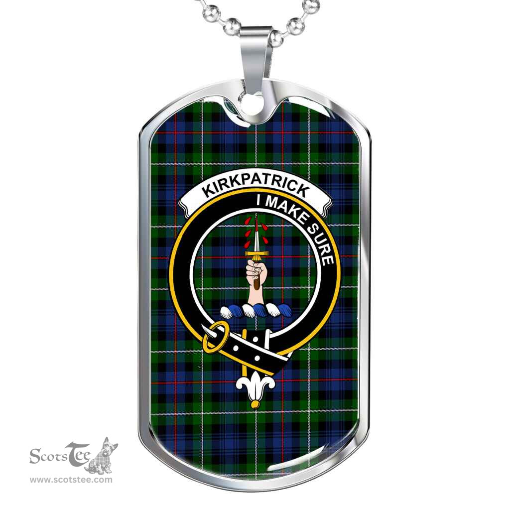 Scottish Kirkpatrick Clan Tartan Dog Tag Necklace - Crest Classic Scottish Plaid Tartan Plaid