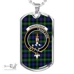 Scottish Kirkpatrick Clan Tartan Dog Tag Necklace - Crest Classic Scottish Plaid Tartan Plaid