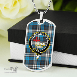 ScottishPlaid MacDonald Dress Muted Blue Special (Donald Dress Muted Blue Special) Modern Clan Tartan Dog Tag Necklace - Crest Classic Scottish Plaid Tartan Plaid