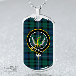 ScottishPlaid MacKirdy Modern Clan Tartan Dog Tag Necklace - Crest Classic Scottish Plaid Tartan Plaid
