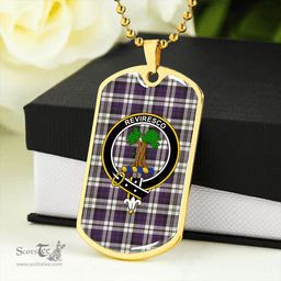 ScottishPlaid MacEwan Dress Arisaid Weathered Clan Tartan Dog Tag Necklace - Crest Classic Scottish Plaid Tartan Plaid