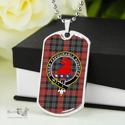ScottishPlaid Murdoch Weathered Clan Tartan Dog Tag Necklace - Crest Classic Scottish Plaid Tartan Plaid
