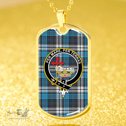 ScottishPlaid MacDonald Dress Muted Blue Special (Donald Dress Muted Blue Special) Modern Clan Tartan Dog Tag Necklace - Crest Classic Scottish Plaid Tartan Plaid