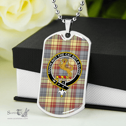 ScottishPlaid MacGlashan 1800 Ancient Clan Tartan Dog Tag Necklace - Crest Classic Scottish Plaid Tartan Plaid