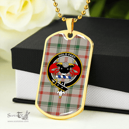 ScottishPlaid Miss MacDougal (Personal) (MacLeod Arisaid) Ancient Clan Tartan Dog Tag Necklace - Crest Classic Scottish Plaid Tartan Plaid
