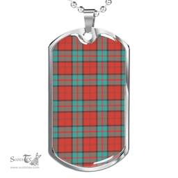 Scottish Dunbar Ancient Clan Tartan Dog Tag Necklace - Classic Scottish Plaid Tartan Plaid