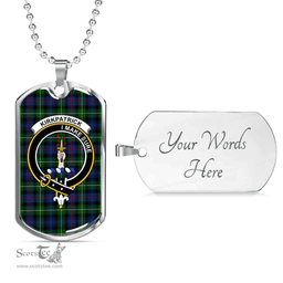 Scottish Kirkpatrick Clan Tartan Dog Tag Necklace - Crest Classic Scottish Plaid Tartan Plaid