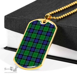 Scottish Graham of Menteith Modern Clan Tartan Dog Tag Necklace - Classic Scottish Plaid Tartan Plaid