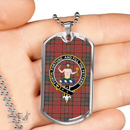 ScottishPlaid Murray of Atholl Red Dress (Murray of Atholl; Red Dress) Weathered Clan Tartan Dog Tag Necklace - Crest Classic Scottish Plaid Tartan Plaid