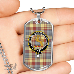 ScottishPlaid MacGlashan 1800 Ancient Clan Tartan Dog Tag Necklace - Crest Classic Scottish Plaid Tartan Plaid