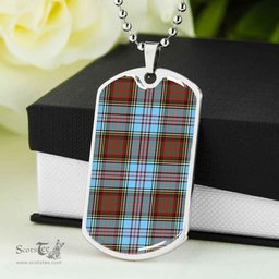 Scottish Anderson Ancient Clan Tartan Dog Tag Necklace - Classic Scottish Plaid Tartan Plaid