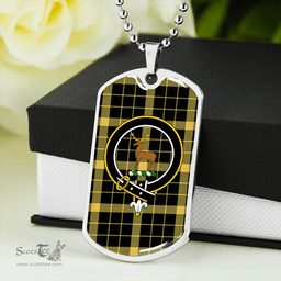 ScottishPlaid Raeburn Ancient Clan Tartan Dog Tag Necklace - Crest Classic Scottish Plaid Tartan Plaid