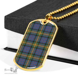 Scottish MacSporran Ancient Clan Tartan Dog Tag Necklace - Classic Scottish Plaid Tartan Plaid