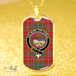 ScottishPlaid MacDougal No. 1 Ancient Clan Tartan Dog Tag Necklace - Crest Classic Scottish Plaid Tartan Plaid
