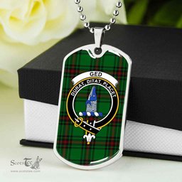 Scottish Ged Clan Tartan Dog Tag Necklace - Crest Classic Scottish Plaid Tartan Plaid
