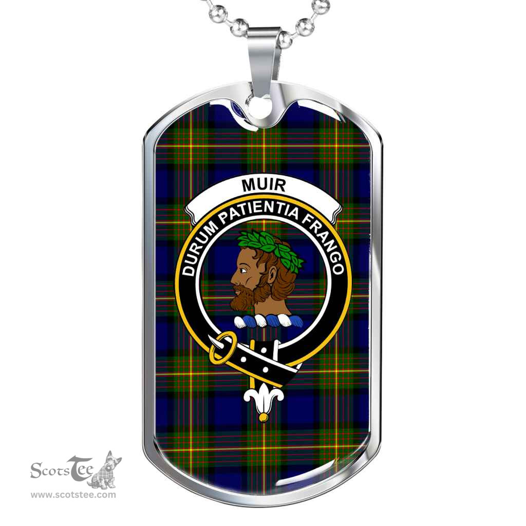 Scottish Muir Clan Tartan Dog Tag Necklace - Crest Classic Scottish Plaid Tartan Plaid