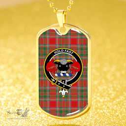 ScottishPlaid MacLeod of Gesto Modern Clan Tartan Dog Tag Necklace - Crest Classic Scottish Plaid Tartan Plaid