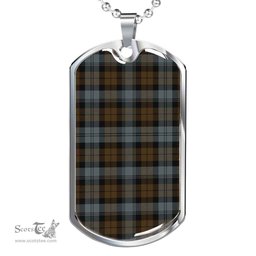 Scottish BlackWatch Weathered Clan Tartan Dog Tag Necklace - Classic Scottish Plaid Tartan Plaid