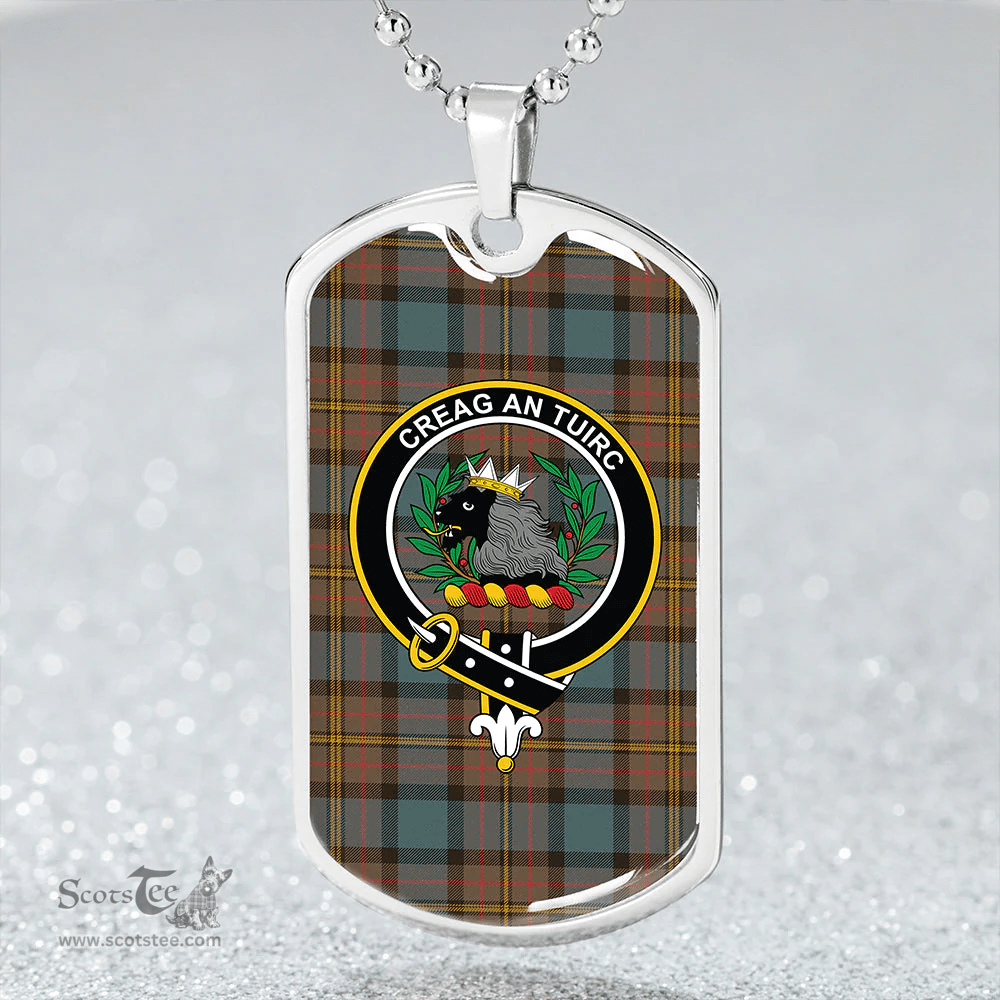 ScottishPlaid MacLaren Weathered Clan Tartan Dog Tag Necklace - Crest Classic Scottish Plaid Tartan Plaid