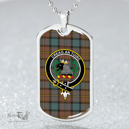ScottishPlaid MacLaren Weathered Clan Tartan Dog Tag Necklace - Crest Classic Scottish Plaid Tartan Plaid