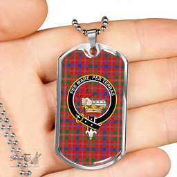 ScottishPlaid MacDonald of Glenaladale (Donald of Glenaladale) Modern Clan Tartan Dog Tag Necklace - Crest Classic Scottish Plaid Tartan Plaid