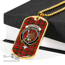 Scottish MacKinnon Clan Tartan Dog Tag Necklace - Crest Classic Scottish Plaid Tartan Plaid