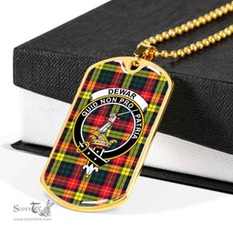 Scottish Dewar Clan Tartan Dog Tag Necklace - Crest Classic Scottish Plaid Tartan Plaid