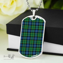 Scottish Forsyth Ancient Clan Tartan Dog Tag Necklace - Classic Scottish Plaid Tartan Plaid