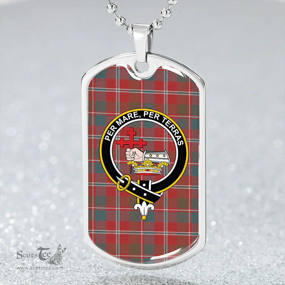 ScottishPlaid MacDonald of Glenaladale #2 (Donald Glenfinnan) Weathered Clan Tartan Dog Tag Necklace - Crest Classic Scottish Plaid Tartan Plaid