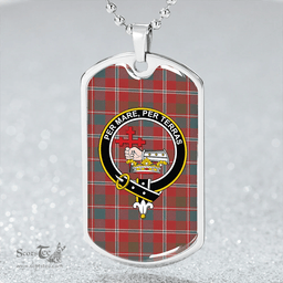 ScottishPlaid MacDonald of Glenaladale #2 (Donald Glenfinnan) Weathered Clan Tartan Dog Tag Necklace - Crest Classic Scottish Plaid Tartan Plaid