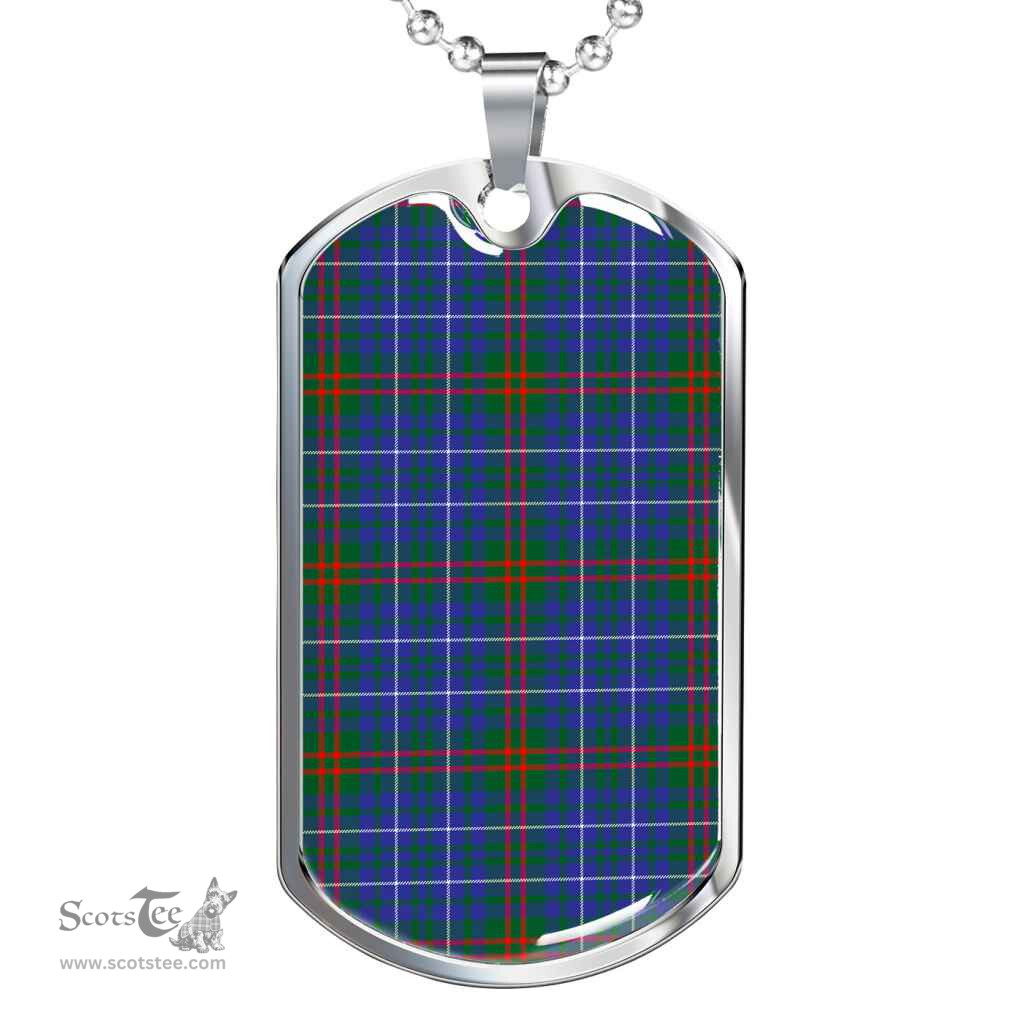 Scottish Edmonstone Clan Tartan Dog Tag Necklace - Classic Scottish Plaid Tartan Plaid