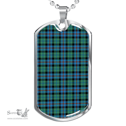 Scottish Campbell of Cawdor Ancient Clan Tartan Dog Tag Necklace - Classic Scottish Plaid Tartan Plaid